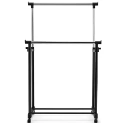 Kleiderständer Höhenverstellbarer Garderobenständer Rollgarderobe mit Rollen Schwarz 86 x 43 x 94-168 cm