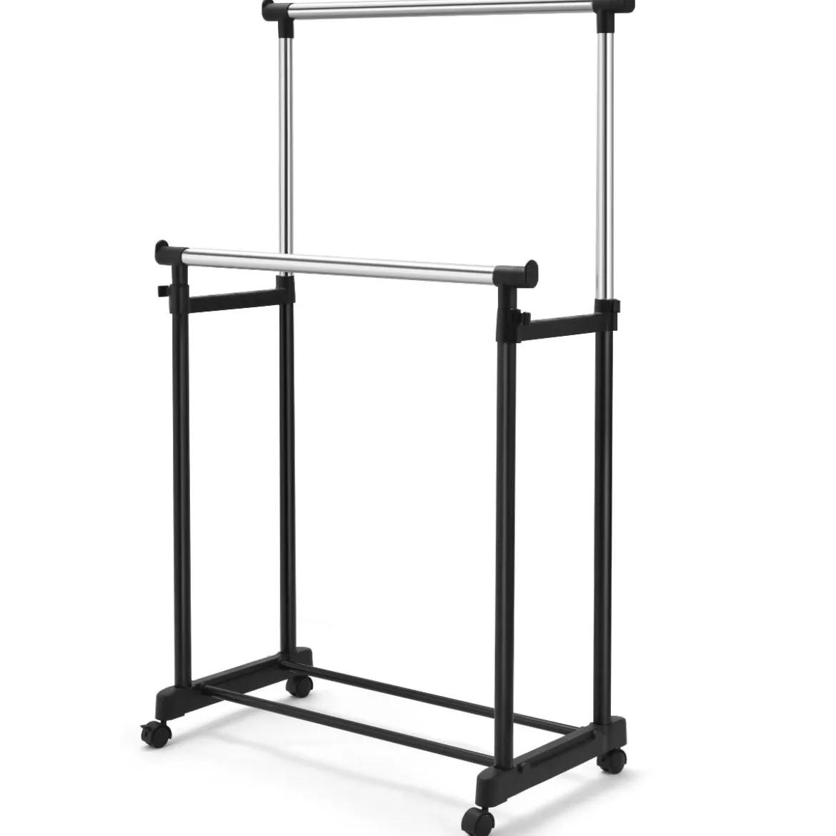 Kleiderständer Höhenverstellbarer Garderobenständer Rollgarderobe mit Rollen Schwarz 86 x 43 x 94-168 cm
