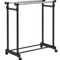 Kleiderständer Höhenverstellbarer Garderobenständer Rollgarderobe mit Rollen Schwarz 86 x 43 x 94-168 cm