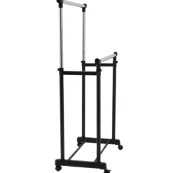 Kleiderständer Höhenverstellbarer Garderobenständer Rollgarderobe mit Rollen Schwarz 86 x 43 x 94-168 cm