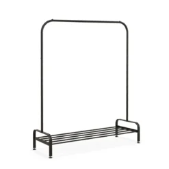 Kleiderständer mit Verstellbaren Füßen & Kleiderstange & Ablagefach 112 x 42 x 145 cm Schwarz