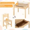 Kleinkinder-Multifunktionstisch mit Stuhl Kindertisch für Kunst und Handwerk mit Papierrollenhalter Natur