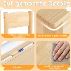 Kleinkinder-Multifunktionstisch mit Stuhl Kindertisch für Kunst und Handwerk mit Papierrollenhalter Natur