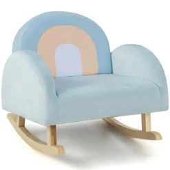 Kleinkinder Schaukelstuhl Kinder Polster-Rocker mit massivem Gummibaumrahmen 50 x 46 x 45 cm Blau