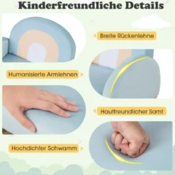 Kleinkinder Schaukelstuhl Kinder Polster-Rocker mit massivem Gummibaumrahmen 50 x 46 x 45 cm Blau