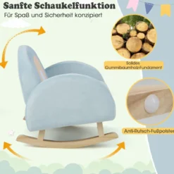 Kleinkinder Schaukelstuhl Kinder Polster-Rocker mit massivem Gummibaumrahmen 50 x 46 x 45 cm Blau
