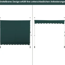 Klemmmarkise 200 cm breit Balkonmarkise ohne Bohren UV-beständig höhenverstellbar Grün