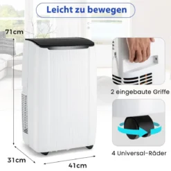 Klimaanlage mit Abluftschlauch 12000 BTU 5 in 1 Mobiles Klimagerät mit 1-24H Timer für Räume bis zu 42㎡