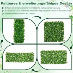 Künstliche Garten Sichtschutz Pflanzenwand Hecken mit Efeublättern / Eukalyptus Blättern