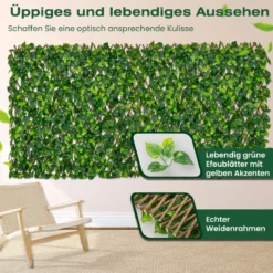 Künstliche Garten Sichtschutz Pflanzenwand Hecken mit Efeublättern / Eukalyptus Blättern