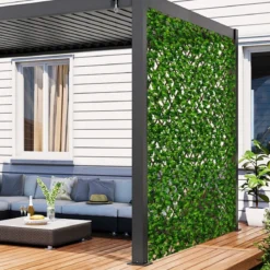 Künstliche Garten Sichtschutz Pflanzenwand Hecken mit Efeublättern / Eukalyptus Blättern