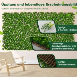 Künstliche Garten Sichtschutz Pflanzenwand Hecken mit Efeublättern / Eukalyptus Blättern