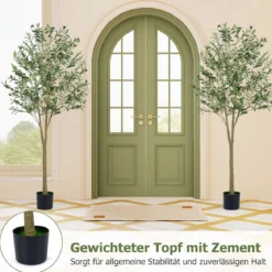 künstliche Olivenbäume 180 cm hohe künstliche Olivenpflanzen mit Kunststoff-Pflanzgefäß Grün