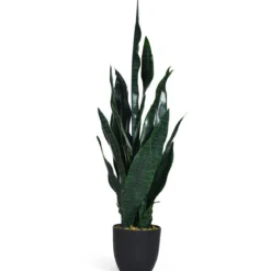 Künstliche Pflanze 90 cm Unechte Sansevieria mit Stabilem Topf & 20 Blättern Bogenhanf Ø 16 cm Topf