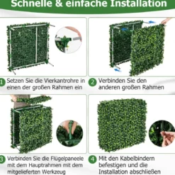 Künstliche Pflanzenwand Kunstpflanzen bodenstehend 92 x 38 x 86 cm ideal für Indoor und Outdoor