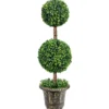 Künstlicher Formschnittbaum 90 cm großer Doppelkugelbaum mit UV & Wasserschutz mit Zement gefüllter Topf