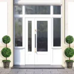 Künstlicher Formschnittbaum 90 cm großer Doppelkugelbaum mit UV & Wasserschutz mit Zement gefüllter Topf