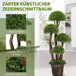 Künstlicher Formschnittbaum aus Zedernholz dekorativer Kunstbaum 90 cm