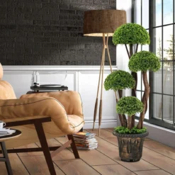 Künstlicher Formschnittbaum aus Zedernholz dekorativer Kunstbaum 90 cm