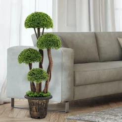 Künstlicher Formschnittbaum aus Zedernholz dekorativer Kunstbaum 90 cm