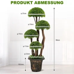 Künstlicher Formschnittbaum aus Zedernholz dekorativer Kunstbaum 90 cm