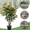 Künstlicher Kamelienbaum Unechte Blühende Kamelienpflanze Grün + Gelb