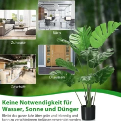 Künstlicher Monstera Deliciosa Baum für drinnen und draußen 121 cm Grün