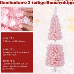 Künstlicher Weihnachtsbaum Bleistift 150 cm Tannenbaum mit Schnee Rosa