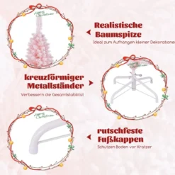 Künstlicher Weihnachtsbaum Bleistift 150 cm Tannenbaum mit Schnee Rosa