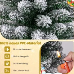 Künstlicher Weihnachtsbaum Bleistift 180 cm Tannenbaum mit Schnee Grün
