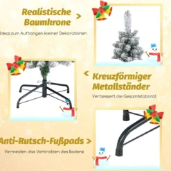 Künstlicher Weihnachtsbaum Bleistift 180 cm Tannenbaum mit Schnee Grün