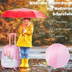 Kofferset 2 tlg Einhorn 16'' Kinderkoffer + 12'' Rucksack Rosa