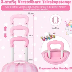 Kofferset 2 tlg Einhorn 16'' Kinderkoffer + 12'' Rucksack Rosa