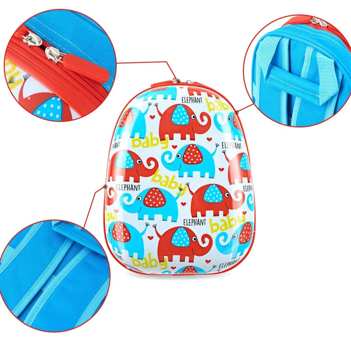 Kofferset 2 tlg Elefant 16'' Kinderkoffer + 12'' Rucksack Farbig