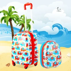 Kofferset 2 tlg Elefant 16'' Kinderkoffer + 12'' Rucksack Farbig