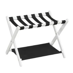 Kofferständer Klappbar Gepäckständer aus Gummibaumholz mit 2 Ablagen 67 x 46 x 52 cm Weiß