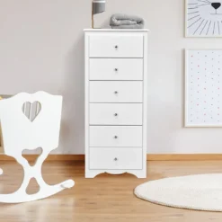 Kommode aus Massivholz mit 6 Schubladen & Rücklaufsperre & Metallknäufen Schubladenschrank
