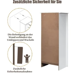 Kommode aus Massivholz mit 6 Schubladen & Rücklaufsperre & Metallknäufen Schubladenschrank