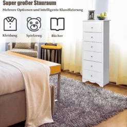 Kommode aus Massivholz mit 6 Schubladen & Rücklaufsperre & Metallknäufen Schubladenschrank