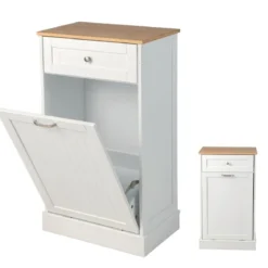 Kommode für 40 L Mülleimer Küchenschrank mit Großer Arbeitplatte 52 x 33 x 90 cm Weiß