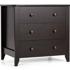 Kommode mit 3 Schubladen & Griffen aus Holz Nachttisch 71 x 46 x 66 cm Braun