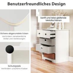 Kommode mit 4 Schubladen Kommodenschrank mit offenen Regalen Nachttisch Aufbewahrungskommode 58 x 42 x 75 cm Weiß
