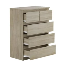 Kommode mit 5 Schubladen & Metallgleitschienen Nachttisch platzsparendes Design einfache Montage Braun