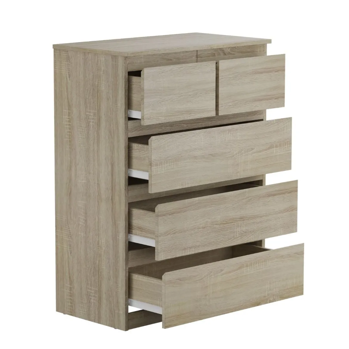 Kommode mit 5 Schubladen & Metallgleitschienen Nachttisch platzsparendes Design einfache Montage Braun