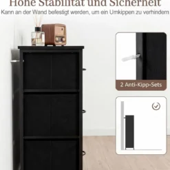 Kommode mit 14 Schubladen Schubladenschrank mit Stoffkommode & Metallrahmen & Holzoberfläche