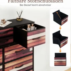 Kommode mit 14 Schubladen Schubladenschrank mit Stoffkommode & Metallrahmen & Holzoberfläche