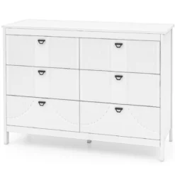 Kommode mit 6 Schubladen Sideboard Weiß aus Holz Schubladenschrank modern 106 x 40 x 79 cm