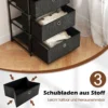 Kommode mit 3 Schubladen Stoffkommode mit Holzplatte Schwarz 40 x 30 x 81 cm