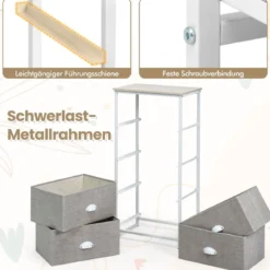 Kommode mit 4 Schubladen Stoffkommode mit Metallgestell & Tischplatte 45 x 30 x 94 cm