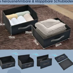 Kommode mit 6 Stoffschubladen Stoffkommode mit Kippsicherem Design 80 x 30 x 71 cm